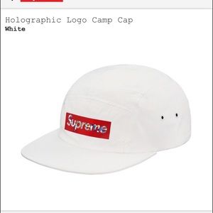 NEW SUPREME HOLOGRAPHIC CAMP HAT WHITE BOX LOGO